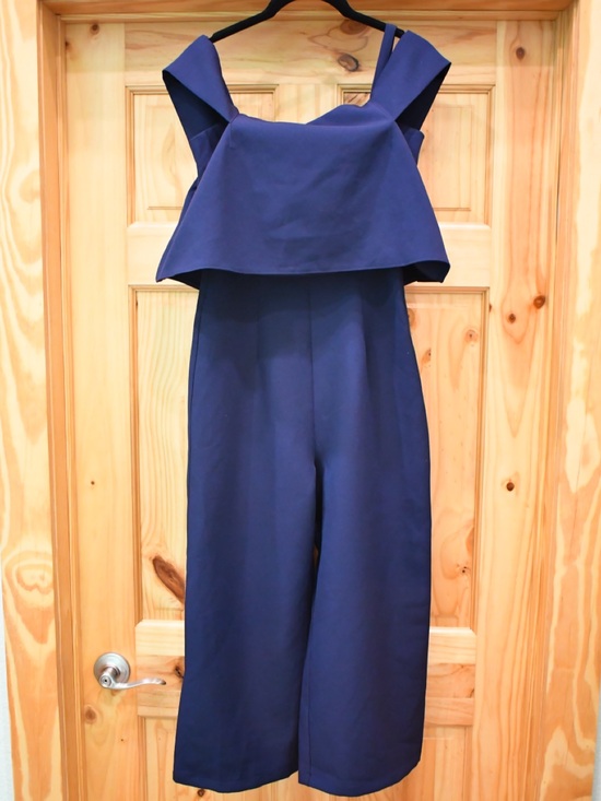 Gianni Bini Pants - Gianni Bini Navy Layered Bodice Wide-Leg Jumpsuit